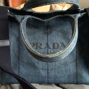Prada canapa denim bag